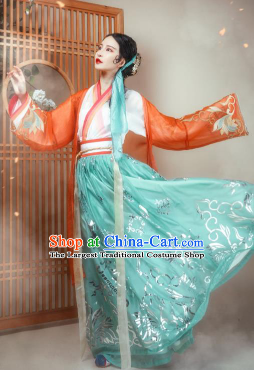 Ancient Chinese Song Dynasty Young Lady Apparels Traditional Women Hanfu Dress Historical Costumes