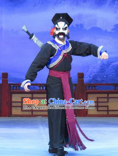 Zhu Hen Ji Chinese Ping Opera Young Male Costumes and Headwear Pingju Opera Wusheng Martial Male Apparels Soldier Clothing