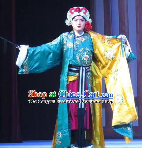 Chinese Ping Opera Bao Gong San Kan Butterfly Dream Wusheng Costumes and Headwear Pingju Opera Martial Male Apparels Takefu Clothing