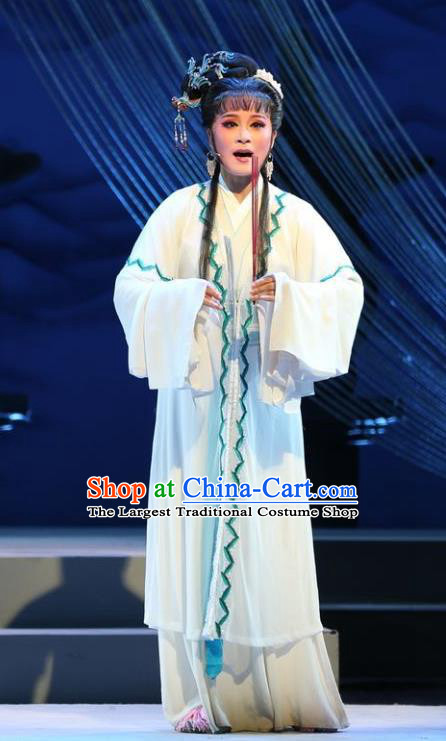 Chinese Shaoxing Opera The Story of Hairpin Woman Dress Apparels Costumes Yue Opera Civilian Female Qian Yulian Garment and Hair Accessories