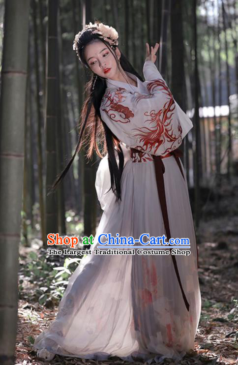 Chinese Traditional Jin Dynasty Young Lady Hanfu Dress Apparels Ancient Female Swordsman Historical Costumes