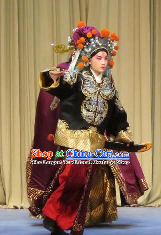 Linjiang Post Chinese Ping Opera Wusheng Cui Wenyuan Costumes and Headwear Pingju Opera Martial Male Apparels Takefu Clothing