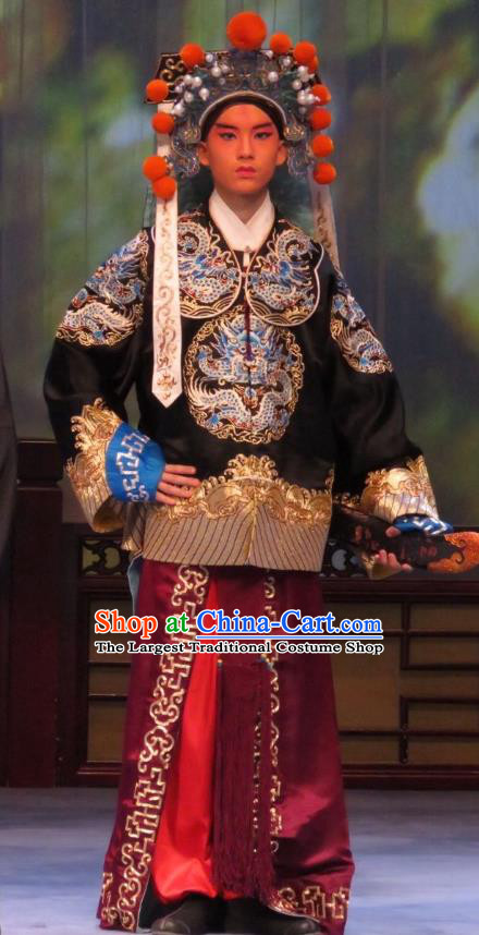 Li Xianglian Selling Paintings Chinese Ping Opera Martial Man Costumes and Headwear Pingju Opera Bodyguard Apparels Clothing