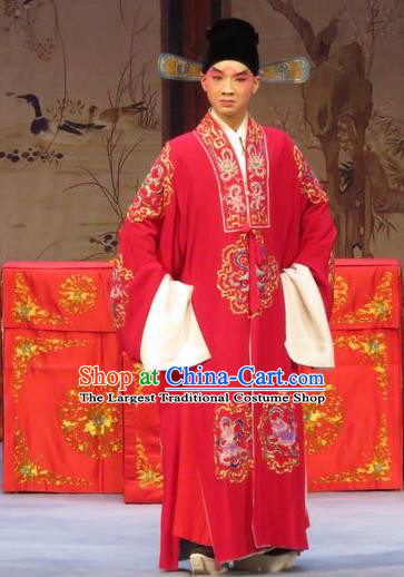 Li Xianglian Selling Paintings Chinese Ping Opera Scholar Gao Wenju Costumes and Headwear Pingju Opera Apparels Young Male Clothing