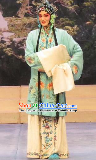 Chinese Ping Opera Diva Apparels Costumes and Headdress Peach Blossom Temple Traditional Pingju Opera Huadan Dress Actress Garment