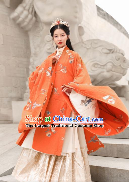 Chinese Traditional Ming Dynasty Noble Female Historical Costumes Ancient Court Princess Embroidered Hanfu Dress Apparels for Women