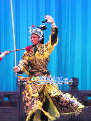 Yang Bajie You Chun Chinese Ping Opera Martial Male Costumes and Headwear Pingju Opera Wusheng Apparels Takefu Clothing