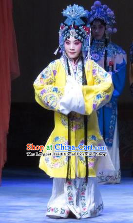 Chinese Ping Opera Hua Tan Apparels Costumes and Headpieces Traditional Pingju Opera San Kan Yu Mei Actress Diva Liu Jinding Yellow Dress Garment