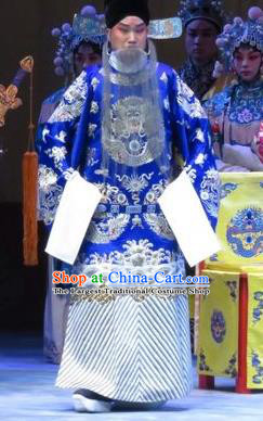 San Kan Yu Mei Chinese Ping Opera Elderly Male Costumes and Headwear Pingju Opera Laosheng Minister Liu Tianhua Apparels Clothing