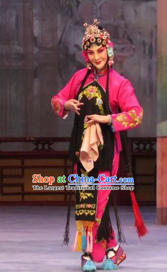 Chinese Ping Opera Young Beauty Costumes Apparels and Headpieces Embroidered Shoes Traditional Pingju Opera Actress Dress Garment