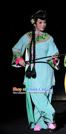 Chinese Ping Opera Servant Girl Costumes Apparels and Headdress Ji Yin Chuan Qi Traditional Pingju Opera Xiaodan Cui Huan Dress Garment