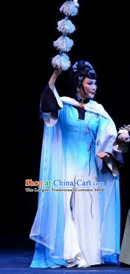 Chinese Ping Opera Widow Costumes Apparels and Headdress Ji Yin Chuan Qi Traditional Pingju Opera Hostess Leng Yuefang Dress Garment