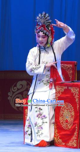 Chinese Ping Opera Young Lady Costumes Apparels and Headpieces The Beautiful Courtesan Traditional Pingju Opera Diva Du Shiniang Dress Garment