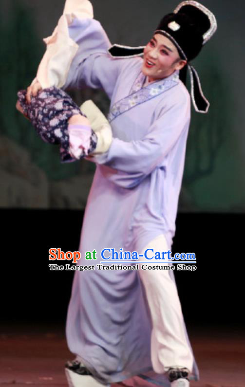 Chinese Yue Opera Scholar Apparels The Wrong Red Silk Shaoxing Opera Xiaosheng Costumes Garment Young Male Robe and Hat