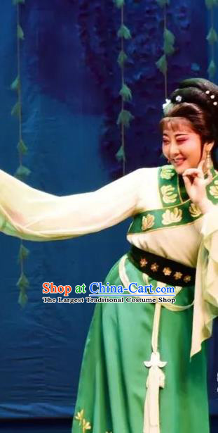 Chinese Shaoxing Opera Widow Wang Chunlan Dress Garment Yan Zhi Yue Opera Costumes Civilian Madam Apparels and Hair Accessories