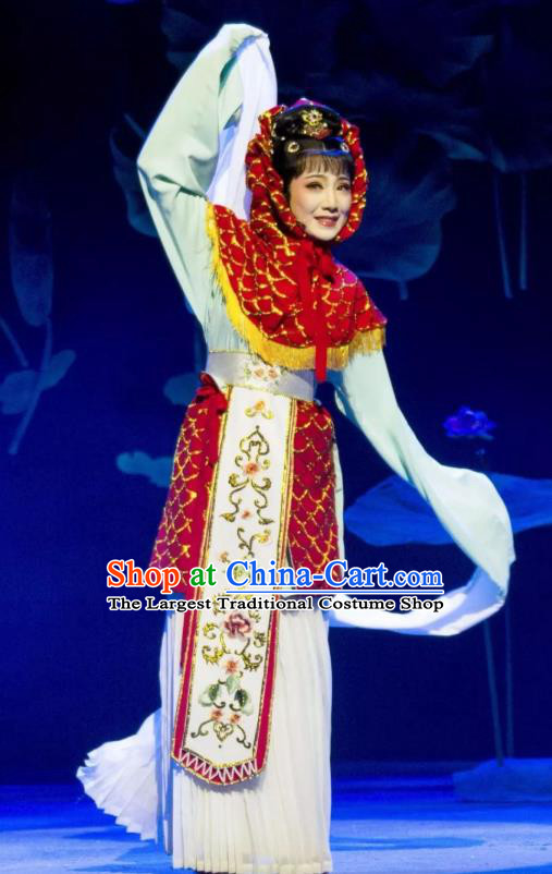 Chinese Shaoxing Opera Carp Fairy Dress Garment Yue Opera Zhui Yu Costumes Actress Xiao Dan Apparels and Headdress