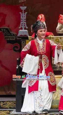 Chinese Shaoxing Opera Official Dame Dress Apparels Yue Opera Wu Nv Bai Shou Lao Dan Costumes Elderly Female Garment and Headdress