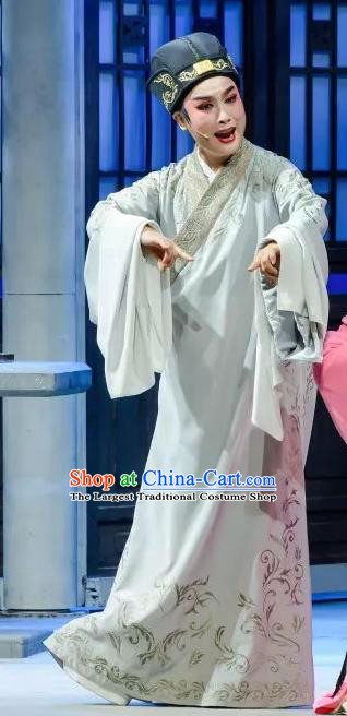 Chinese Yue Opera Xiang Luo Ji Young Male Apparels Costumes and Hat Shaoxing Opera Xiaosheng Clothing Scholar Zhang Garment