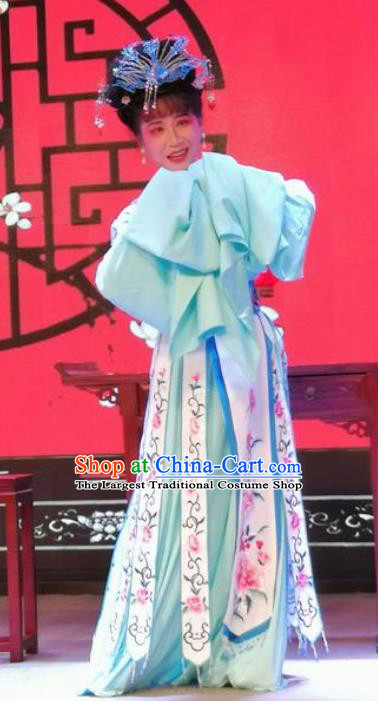 Chinese Shaoxing Opera Actress Dress Costumes and Hair Accessories San Kan Yu Mei Yue Opera Hua Tan Princess Liu Jinding Garment Apparels