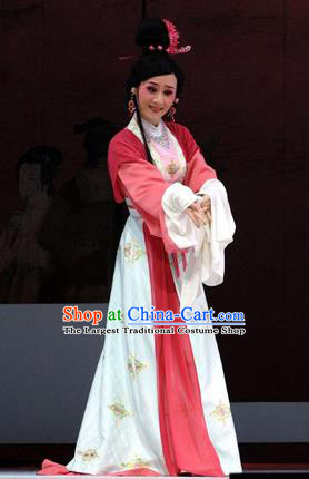 Chinese Shaoxing Opera Young Lady Apparels and Headpieces Liu Yong Yue Opera Actress Dress Garment Hua Tan Costumes