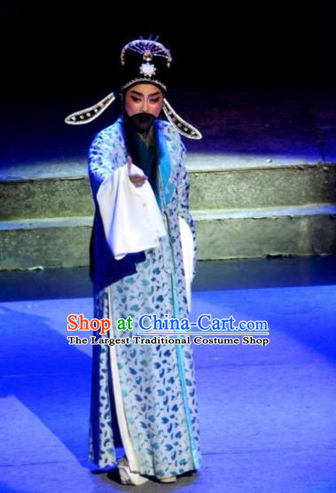 Chinese Yue Opera Elderly Male Costumes and Headwear Xun An Zhan Fu Shaoxing Opera Laosheng Landlord Garment Apparels