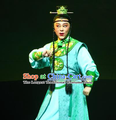 Chinese Yue Opera Prince Green Garment Butterfly Love Monk Apparels and Headpieces Shaoxing Opera Xiaosheng Young Male Costumes