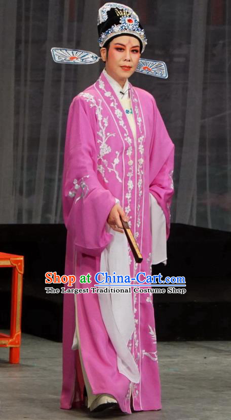 Chinese Yue Opera Scholar Costumes Palace Refuse Marriage Apparels and Headwear Shaoxing Opera Official Song Hong Garment