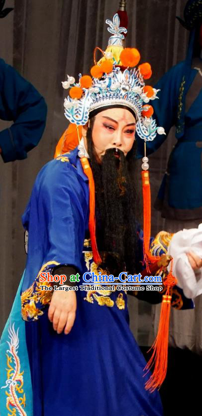 Chinese Yue Opera Elderly Male Guo Kuang Costumes Palace Refuse Marriage Apparels and Headwear Shaoxing Opera Official Garment