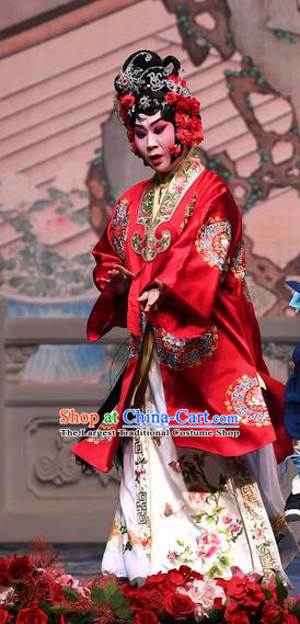 Chinese Beijing Opera Bride Zhang Saizhu Apparels Costumes and Headdress Tell On Sargam Traditional Peking Opera Young Female Red Dress Wedding Garment