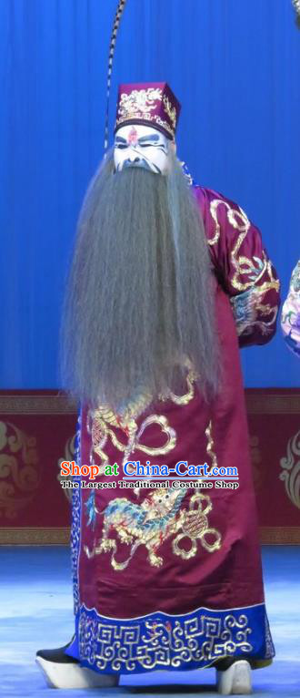 Lv Bu And Diao Chan Chinese Ping Opera Laosheng Dong Zhuo Costumes and Headwear Pingju Opera Elderly Male Apparels Minister Clothing