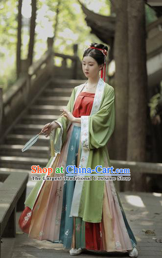 Chinese Ancient Civilian Female Hanfu Dress Garment Traditional Song Dynasty Apparels Young Lady Historical Costumes Complete Set