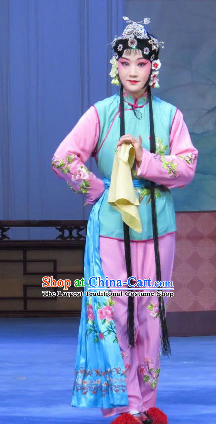 Chinese Ping Opera Young Female Apparels Costumes and Headdress Traditional Pingju Opera Tao Li Mei Xiaodan Dress Garment