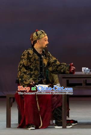 Jin Lv Qu Chinese Peking Opera Laosheng Garment Costumes and Headwear Beijing Opera Elderly Male Apparels Qing Dynasty Clothing