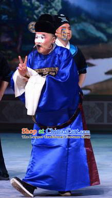 San Da Tao Sanchun Chinese Peking Opera Chou Role Garment Costumes and Headwear Beijing Opera Clown Apparels Magistrate Official Clothing