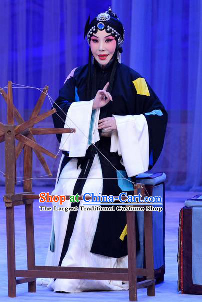 Chinese Beijing Opera Poor Woman Apparels Costumes and Headdress Han Yuniang Traditional Peking Opera Female Pauper Dress Distress Maiden Garment