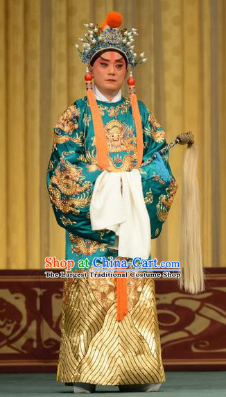Xiao Yao Jin Chinese Peking Opera Court Eunuch Garment Costumes and Headwear Beijing Opera Palace Servant Apparels Clothing