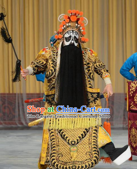 Xiang Yu Chinese Peking Opera Chu King Garment Costumes and Headwear Beijing Opera Laosheng Apparels Monarch Armor Clothing