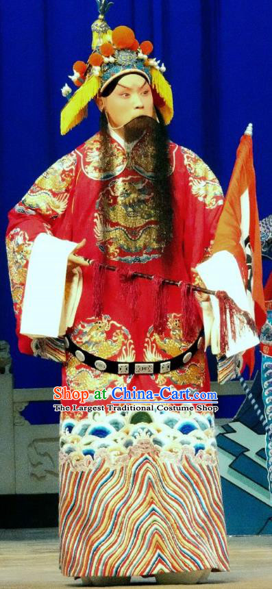 Xiang Yu Chinese Peking Opera Emperor Liu Bang Garment Costumes and Headwear Beijing Opera Lord Apparels Monarch Clothing