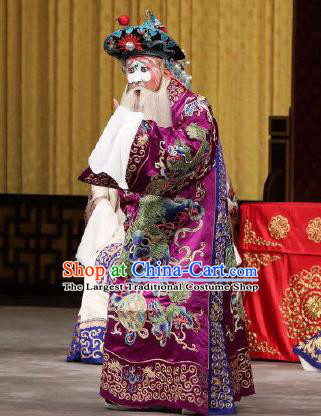 Xing Han Tu Chinese Peking Opera Elderly Male Garment Costumes and Headwear Beijing Opera Apparels Laosheng Kuai Che Clothing