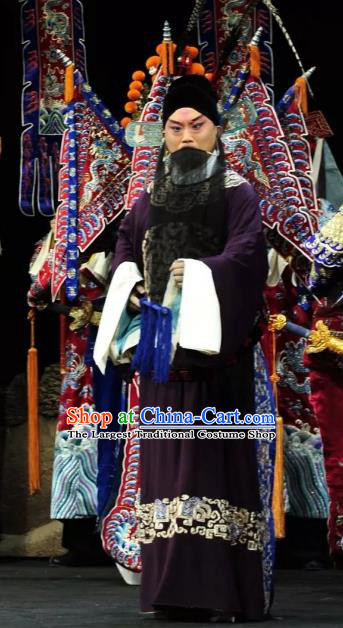 Return to the Han Dynasty Chinese Peking Opera Laosheng Garment Costumes and Headwear Beijing Opera Jing Role Apparels Elderly Male Official Clothing