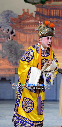 Empress With Great Feet Chinese Peking Opera Court Eunuch Garment Costumes and Headwear Beijing Opera Palace Servant Apparels Clothing