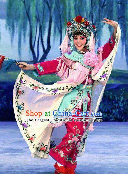 Chinese Beijing Opera Diva Apparels Xiao Fang Niu Costumes and Headpieces Traditional Peking Opera Country Woman Dress Village Girl Garment