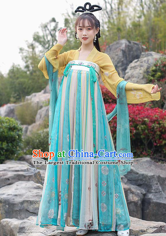 Chinese Traditional Tang Dynasty Noble Female Hanfu Dress Ancient Apparels Patrician Lady Historical Costumes for Women