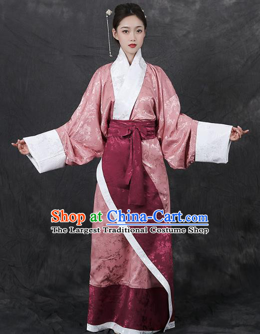 Chinese Traditional Han Dynasty Palace Lady Hanfu Dress Ancient Curving Front Garment Court Woman Historical Costumes