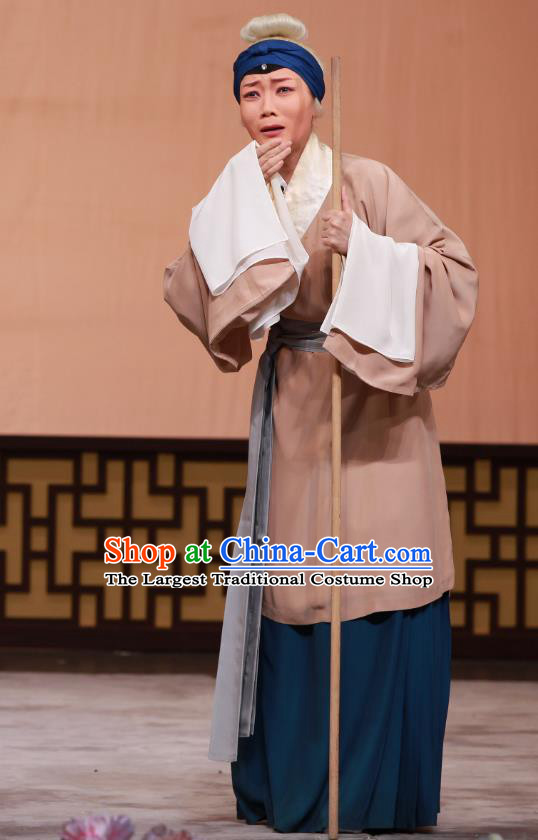 Chinese Beijing Opera Elderly Female Apparels Chun Gui Meng Costumes and Headpieces Traditional Peking Opera Old Woman Dress Garment