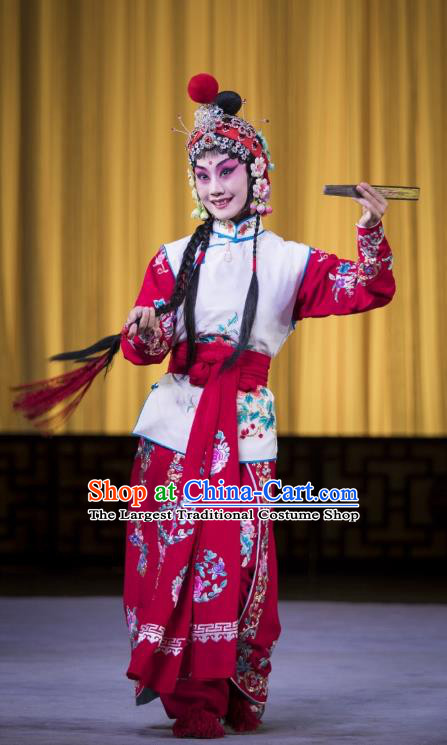 Chinese Beijing Opera Miadservant Apparels Yang Paifeng Costumes and Headpieces Traditional Peking Opera Martial Female Dress Swordswoman Garment