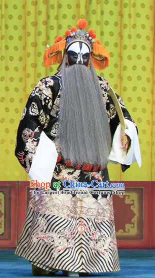 Bai Liang Guan Chinese Peking Opera Jing Garment Costumes and Headwear Beijing Opera Painted Role Apparels General Yuchi Gong Clothing