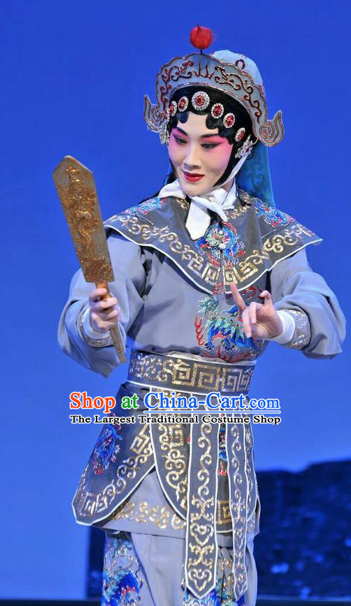 Chinese Beijing Opera Woman Swordsman Apparels Nan Jie Guan Costumes and Headdress Traditional Peking Opera Wudan Dress Female Soldier Garment