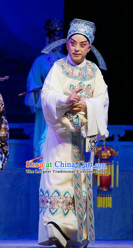 Princess Changping Chinese Peking Opera Xiaosheng Garment Costumes and Headwear Beijing Opera Military Officer Apparels Young Male Zhou Shixian Clothing