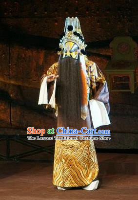 Wu Qi Chinese Peking Opera King Of Lu Apparels Costumes and Headpieces Beijing Opera Elderly Male Garment Lord Clothing